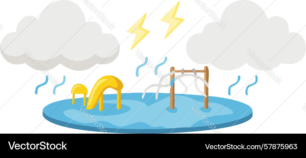 Rainy playground fun scene design generative ai Vector Image