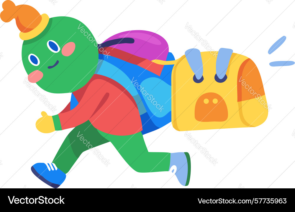 Running character with backpack for school Vector Image
