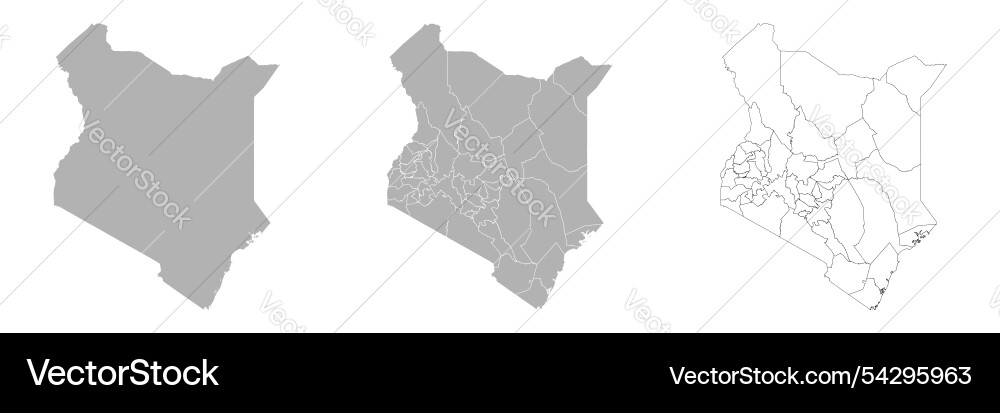Set of kenya maps with main map and regional Vector Image
