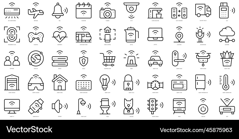 Set of simple outline internet things icons Set of simple outline internet things icons vector image