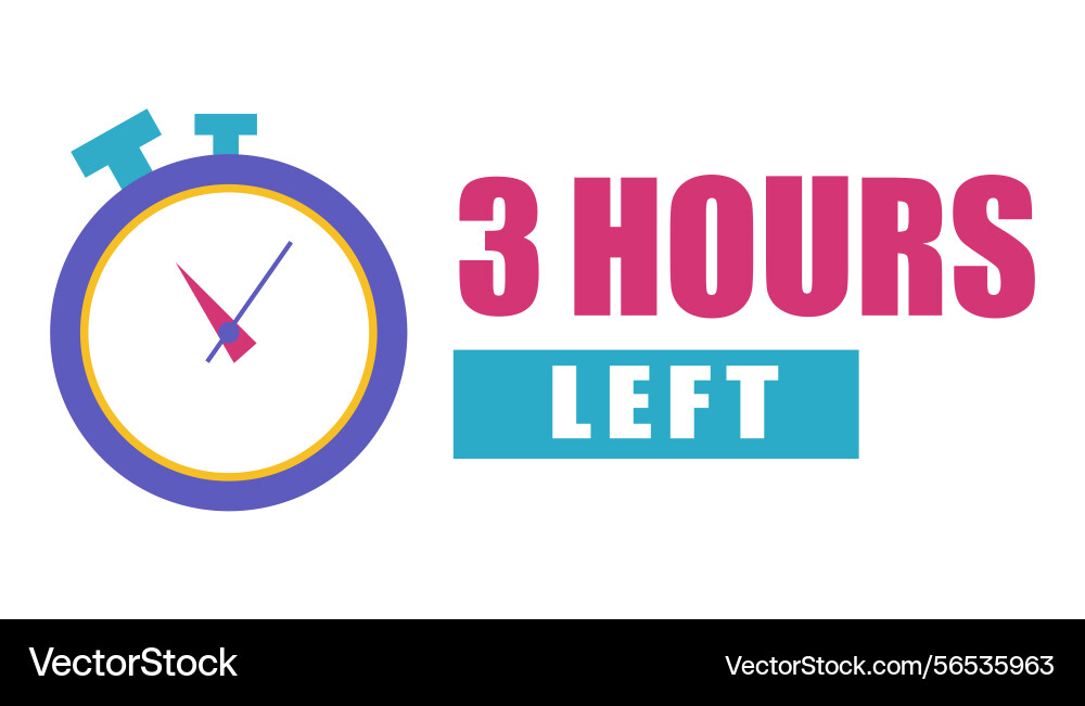 Simple clock icon time three hours reminder Simple clock icon time three hours reminder vector image
