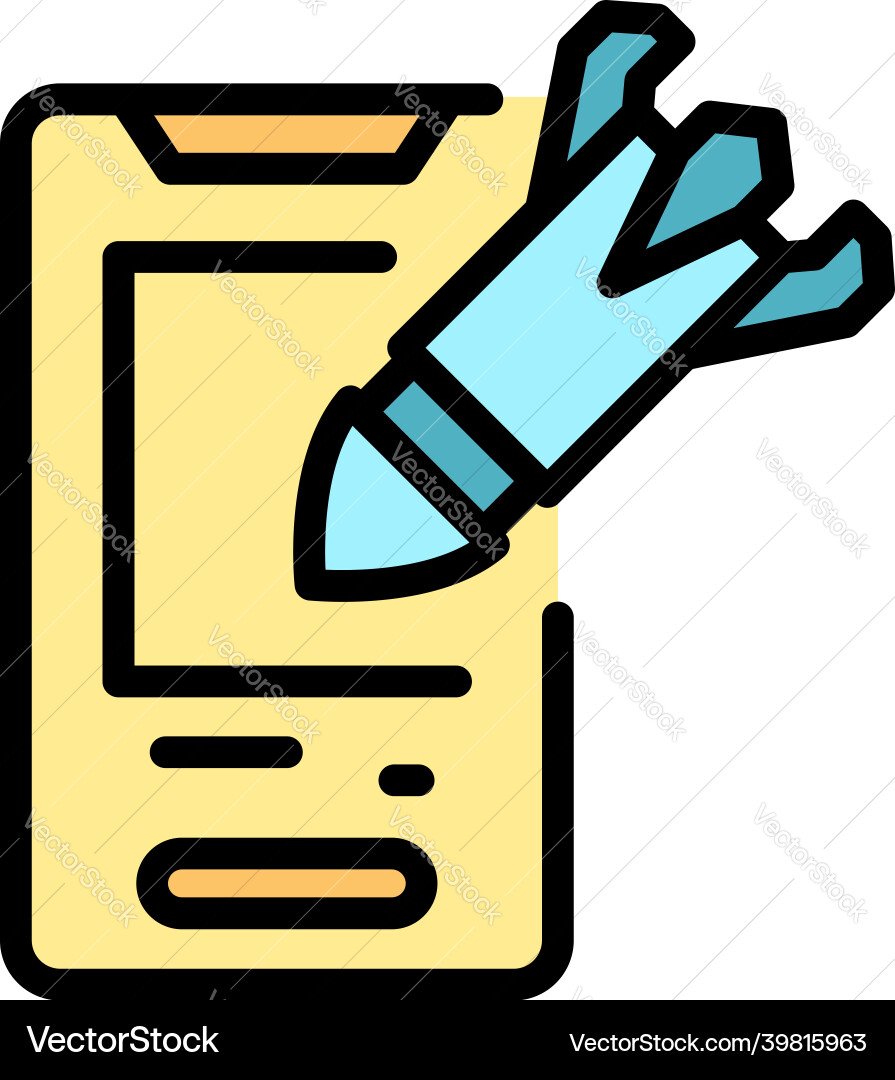 Smartphone malware attack icon color outline Vector Image