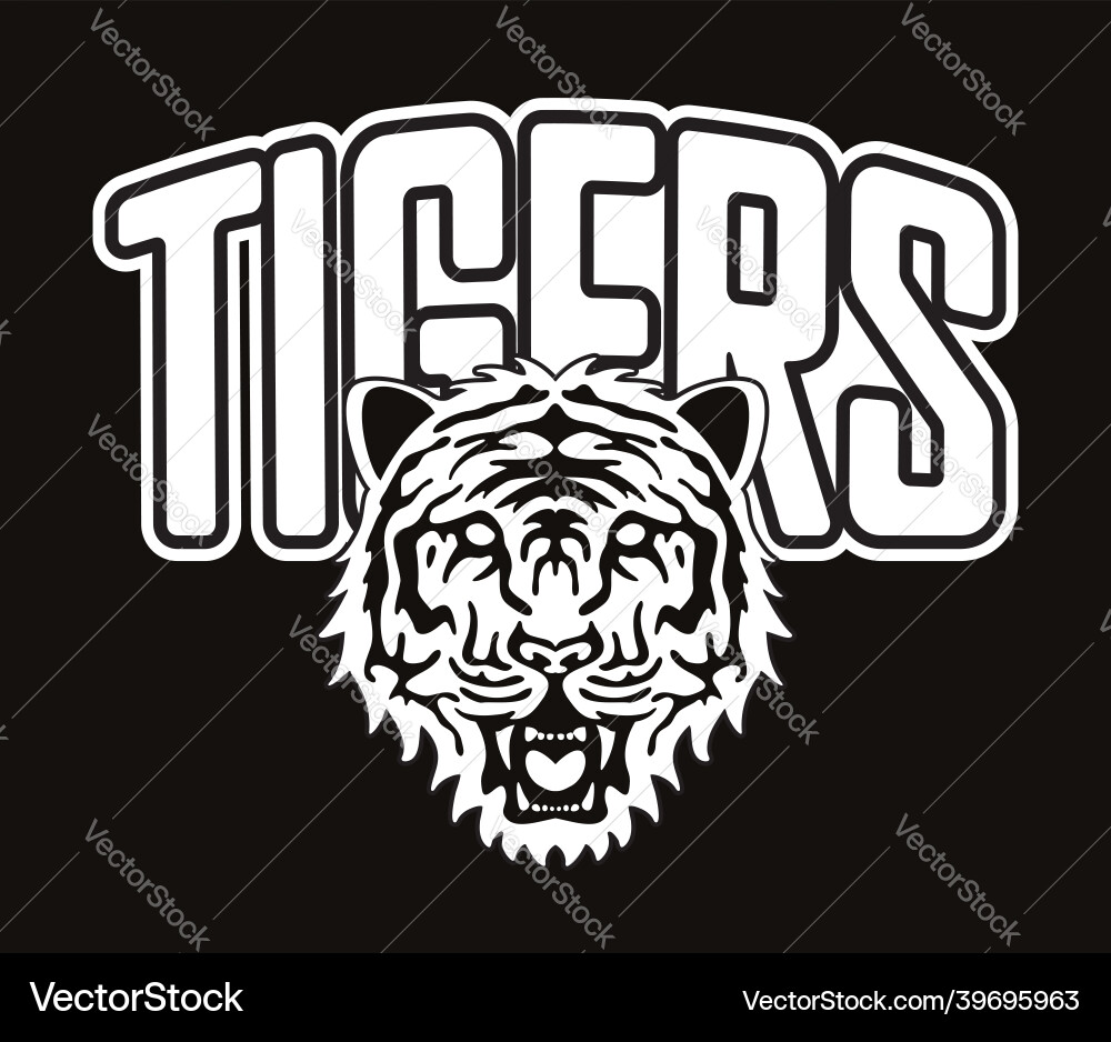 Stylized graphic drawing of face angry tiger