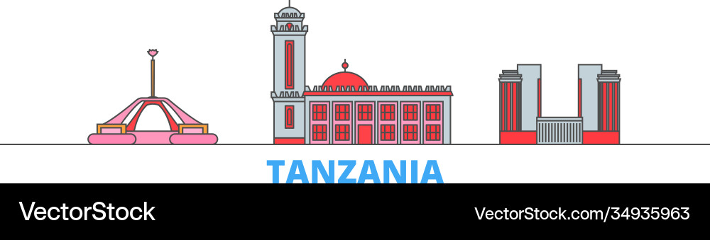 Tanzania line cityscape flat travel city Tanzania line cityscape flat travel city vector image