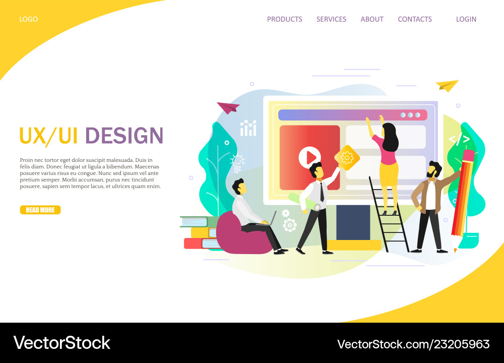 Ux or ui design landing page website Ux or ui design landing page website vector image