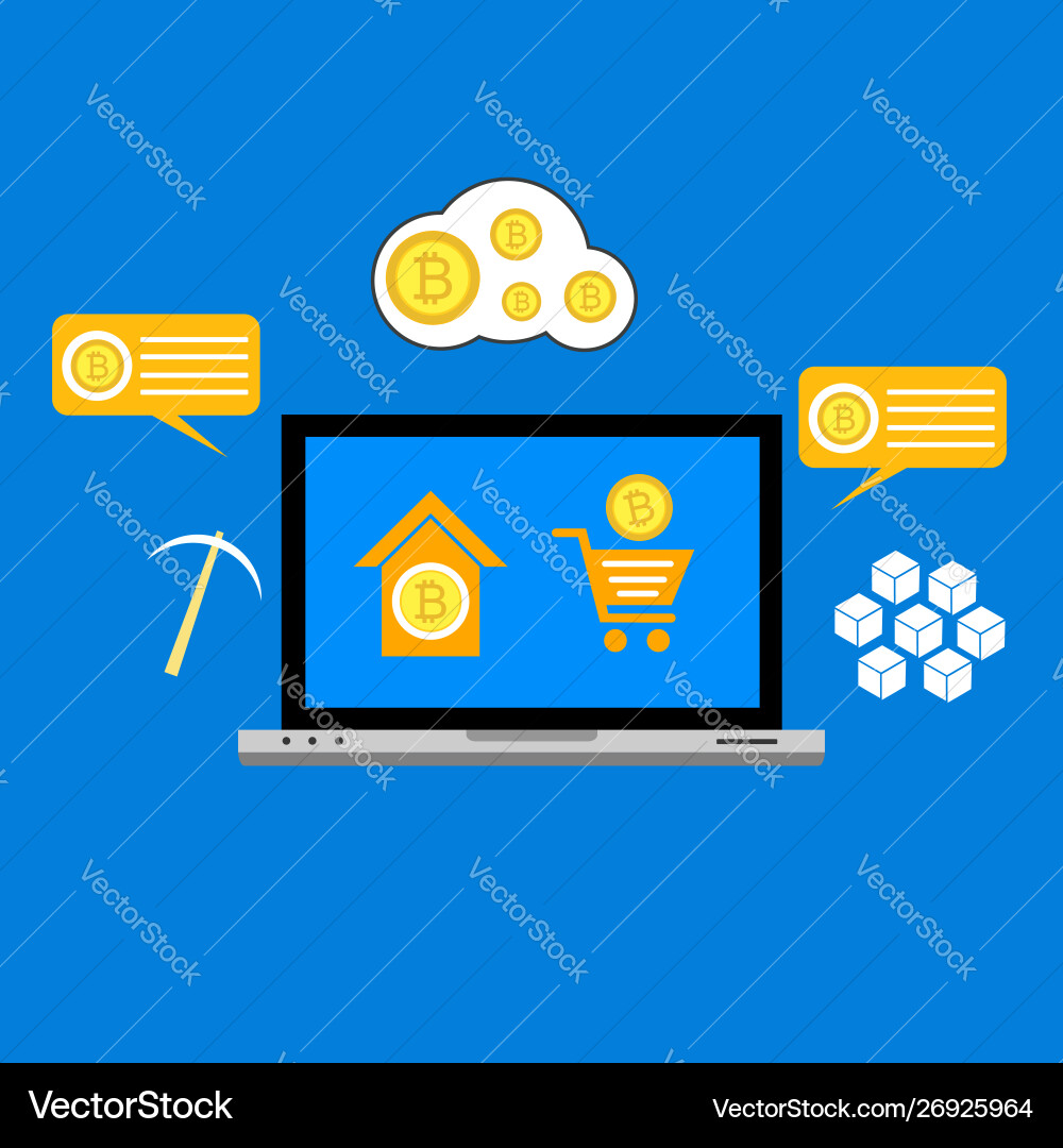 Blockchain scheme mining crypto currency server Blockchain scheme mining crypto currency server vector image