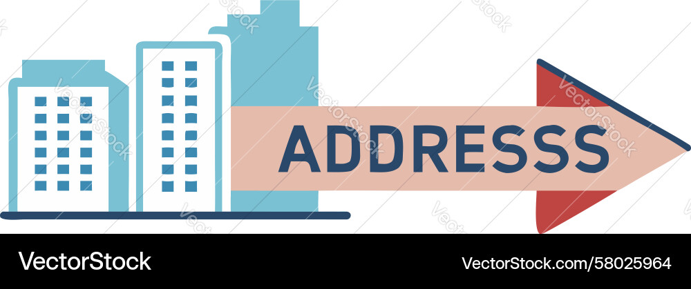 Building with Address and Directional Arrow Vector Image