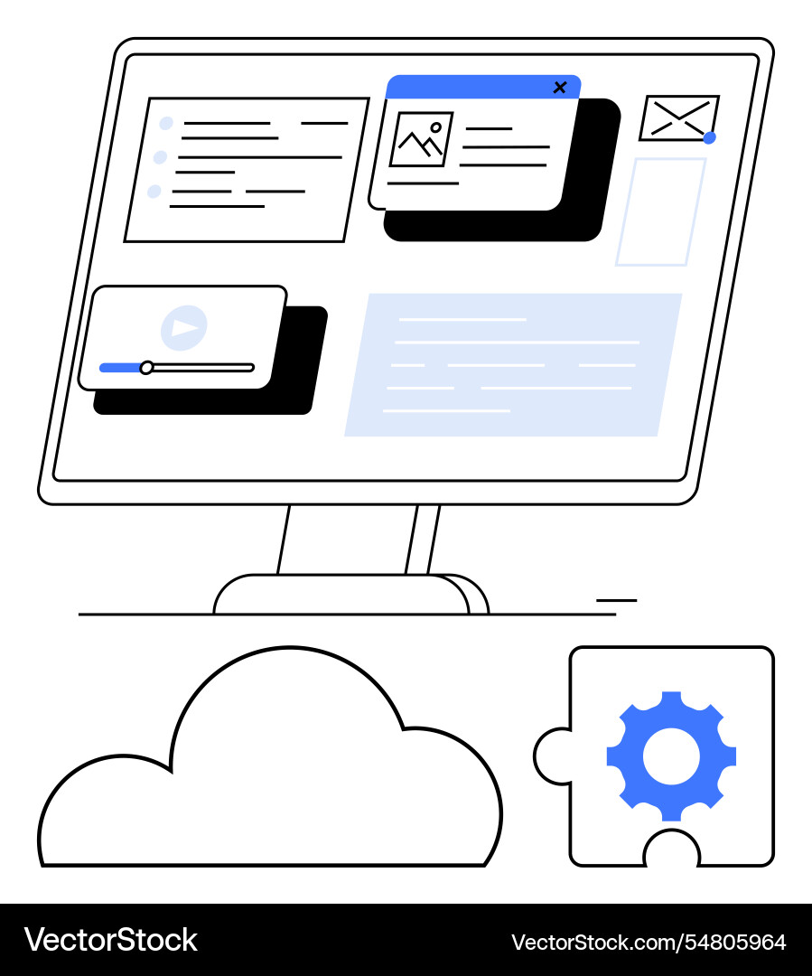 Digital workspace with cloud storage Digital workspace with cloud storage vector image