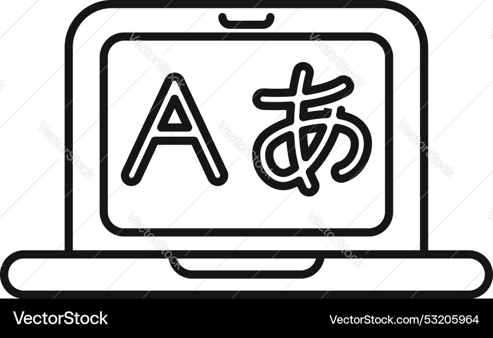 Laptop displaying language translation application Laptop displaying language translation application vector image