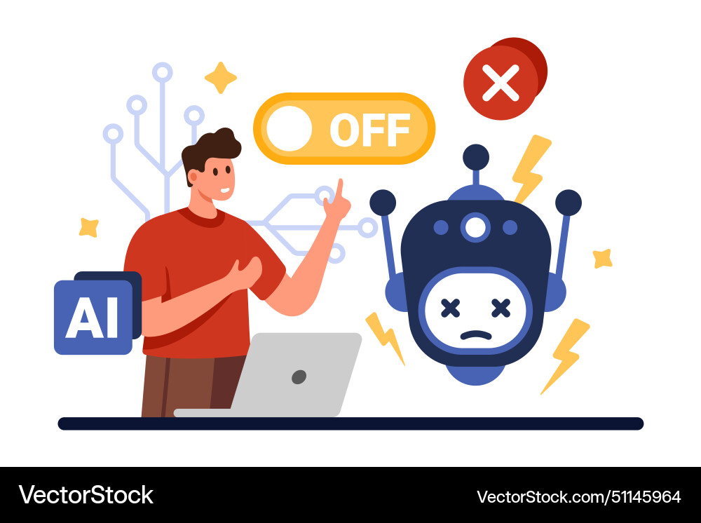 Stop ai protest against risk using artificial Stop ai protest against risk using artificial vector image