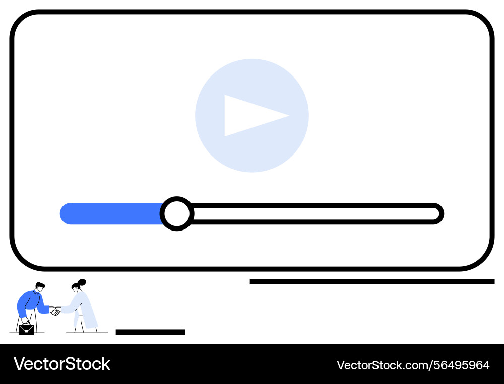 Video player interface with miniature characters Video player interface with miniature characters vector image