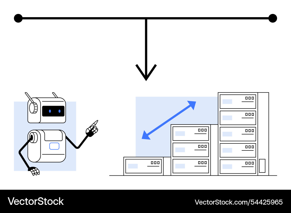 Autonomous robot with server stack progression Autonomous robot with server stack progression vector image