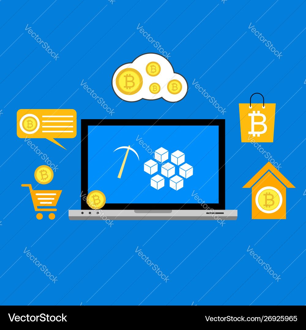 Blockchain scheme mining crypto currency server Blockchain scheme mining crypto currency server vector image