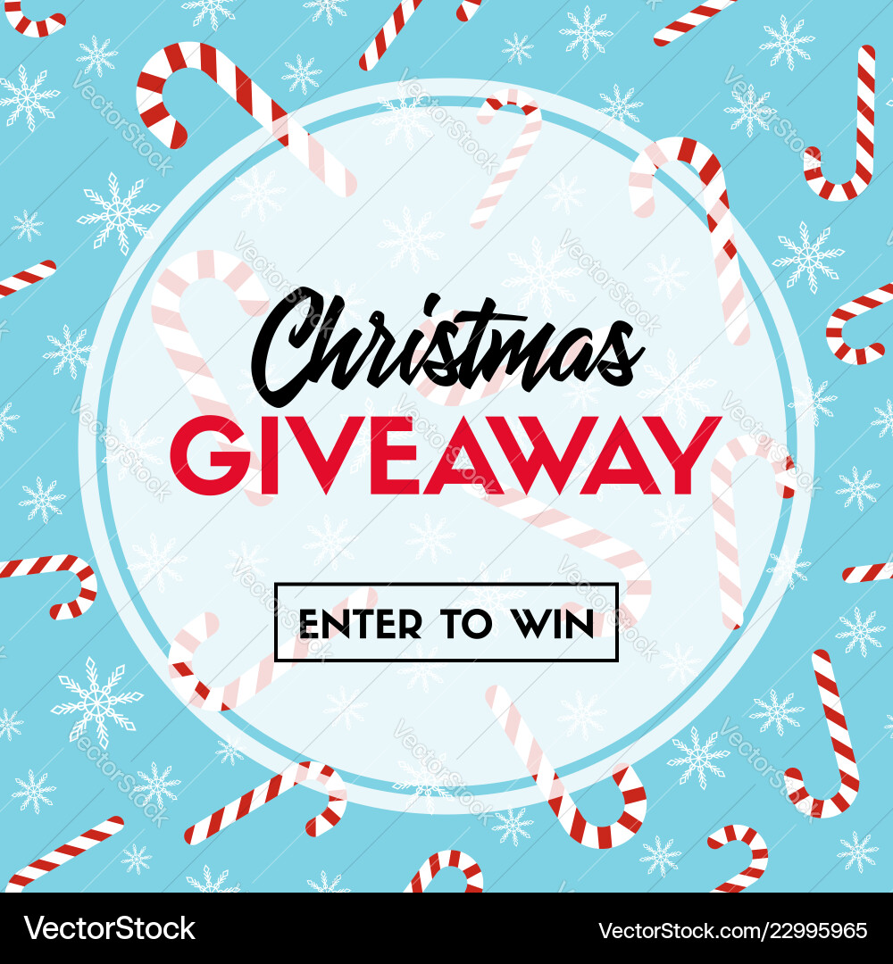 Christmas giveaway template with candy canes Christmas giveaway template with candy canes vector image