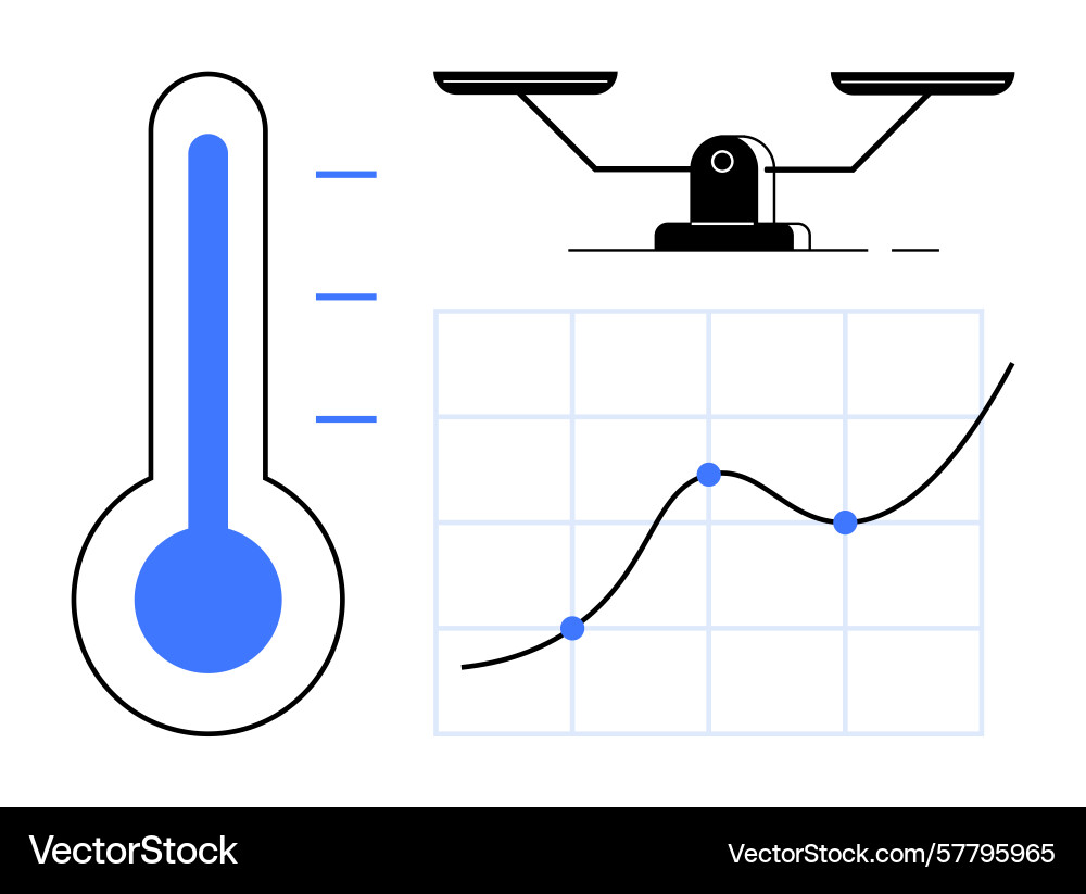 Data analysis concepts with thermometer graph Data analysis concepts with thermometer graph Vector Image