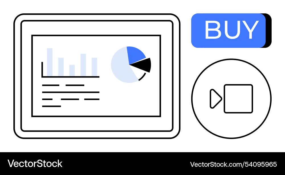 Digital dashboard with bar chart pie buy Digital dashboard with bar chart pie buy vector image