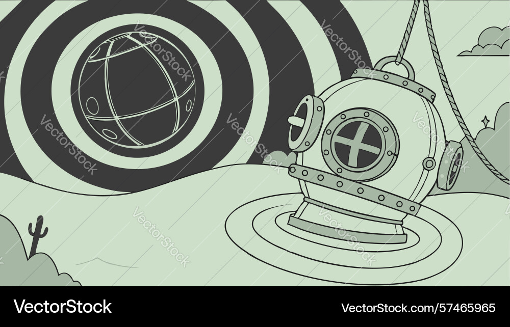 Diving helmet with abstract concentric patterns Vector Image