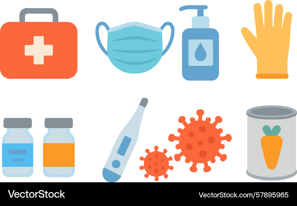 Health and safety items arranged in a neat layout Health and safety items arranged in a neat layout vector image