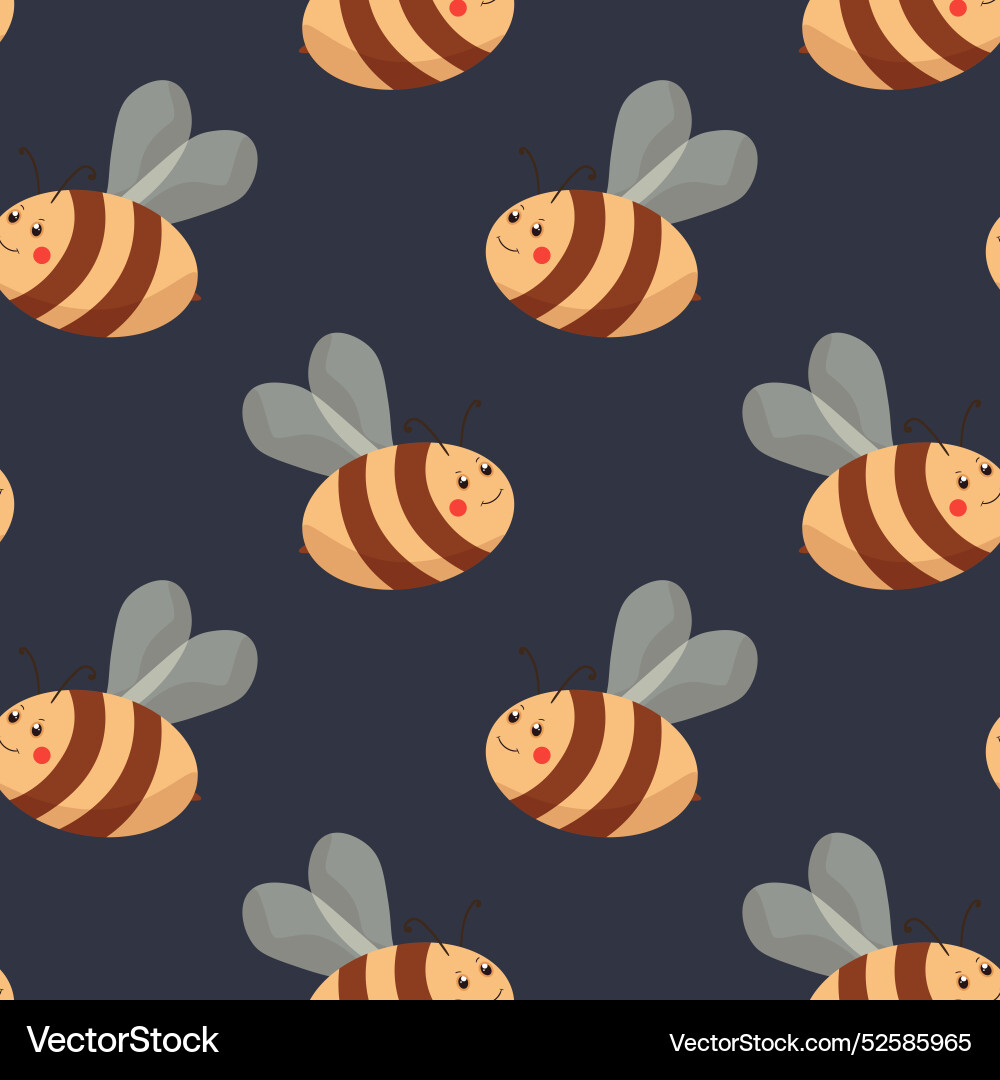 Seamless pattern with bees on color background Seamless pattern with bees on color background Vector Image