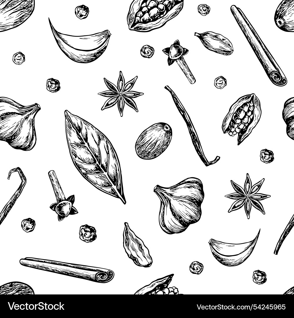 Seamless pattern with spices graphics Vector Image