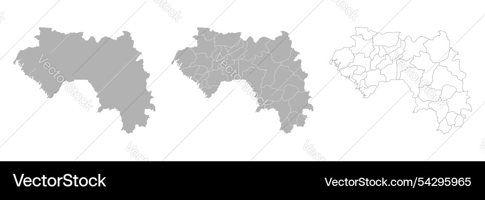 Set of guinea maps with main map and regional vector image