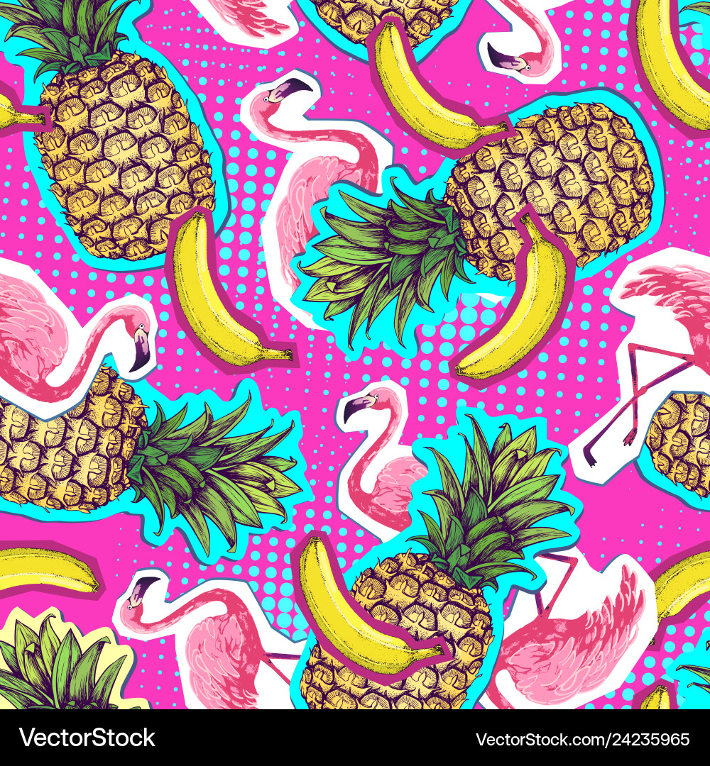 Tropical Flamingo Pattern Vector Image