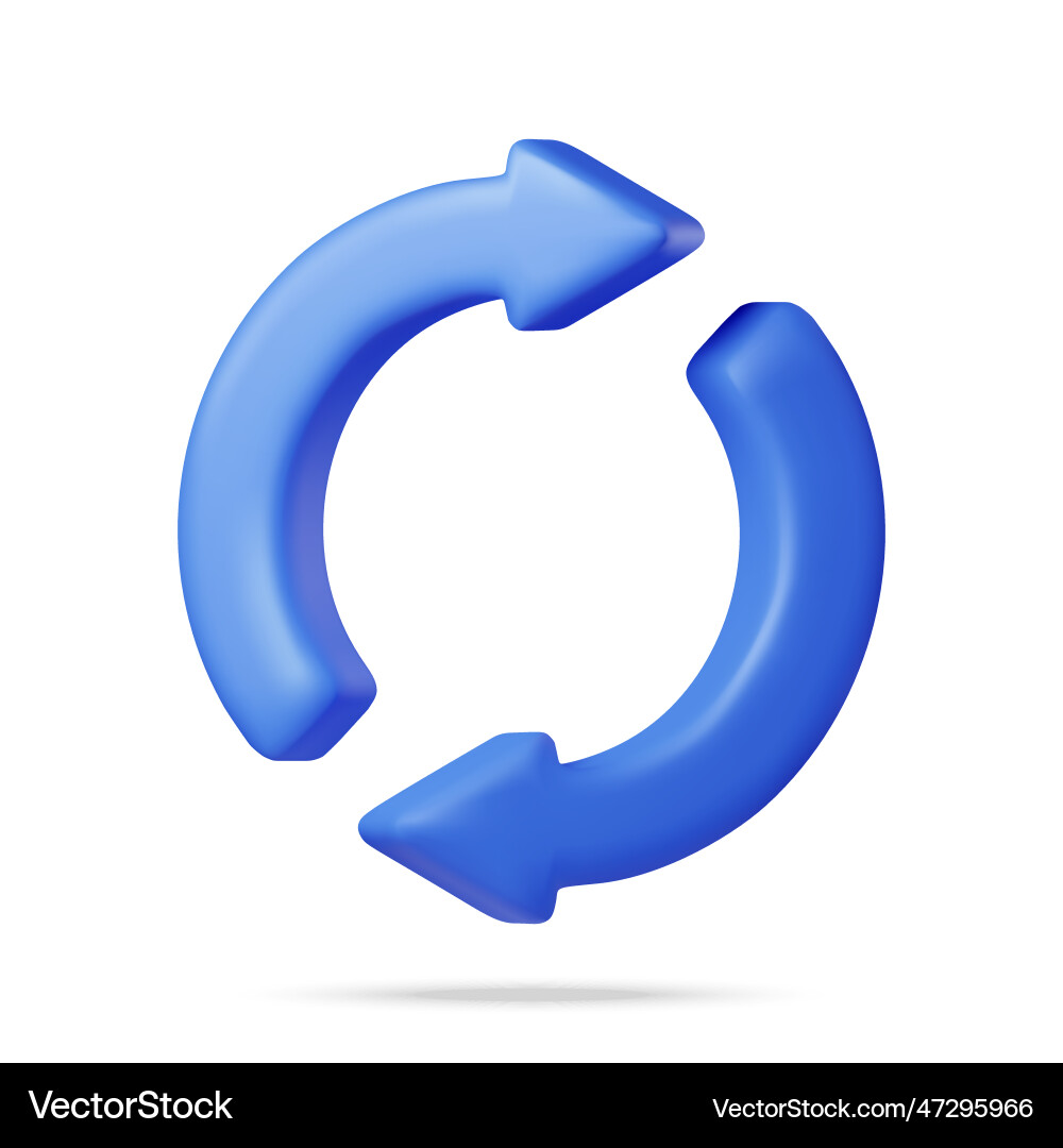3D Synchronization Icon - Round Sync vector image