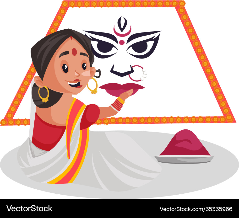 Bengali Woman Making Durga Face vector image