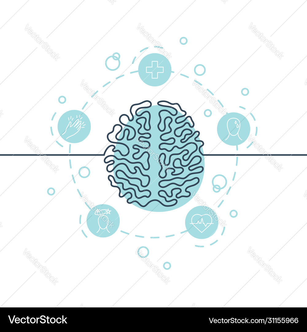 Brain continuous line icon simple image Brain continuous line icon simple image vector image