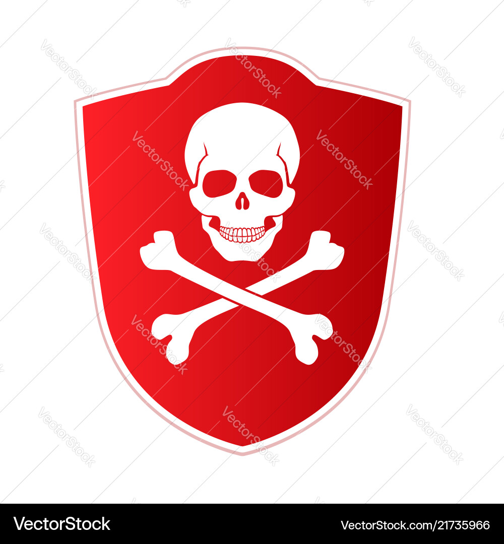 Danger Skull Shield Icon Vector Image