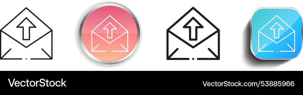 Envelope icon thin linear regular and button Vector Image