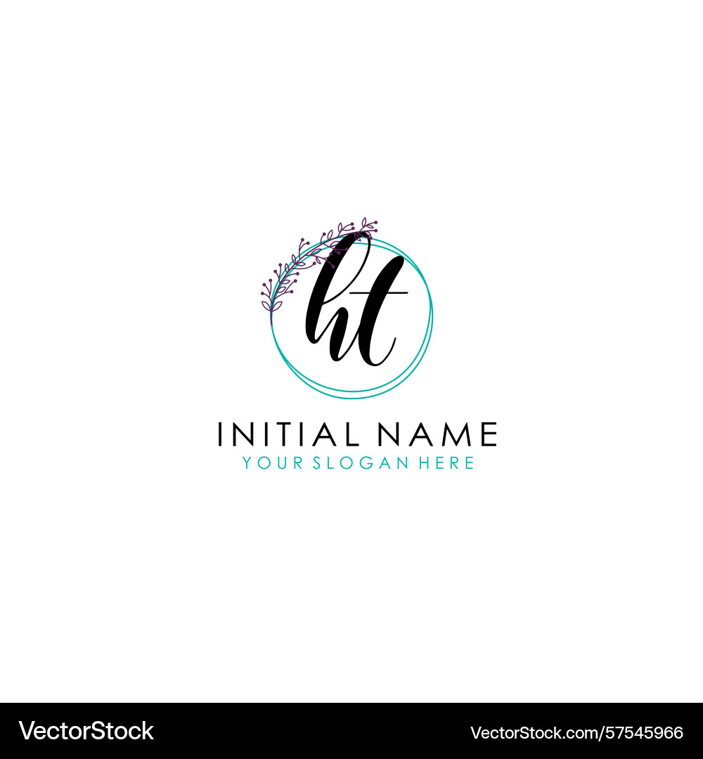 Ht initial logo with botanical circle design Ht initial logo with botanical circle design Vector Image