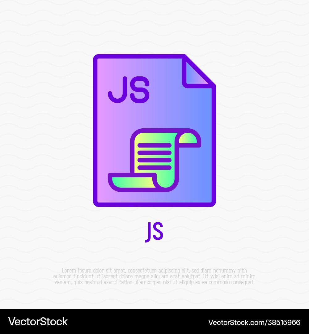 Js file format thin line icon modern vector image