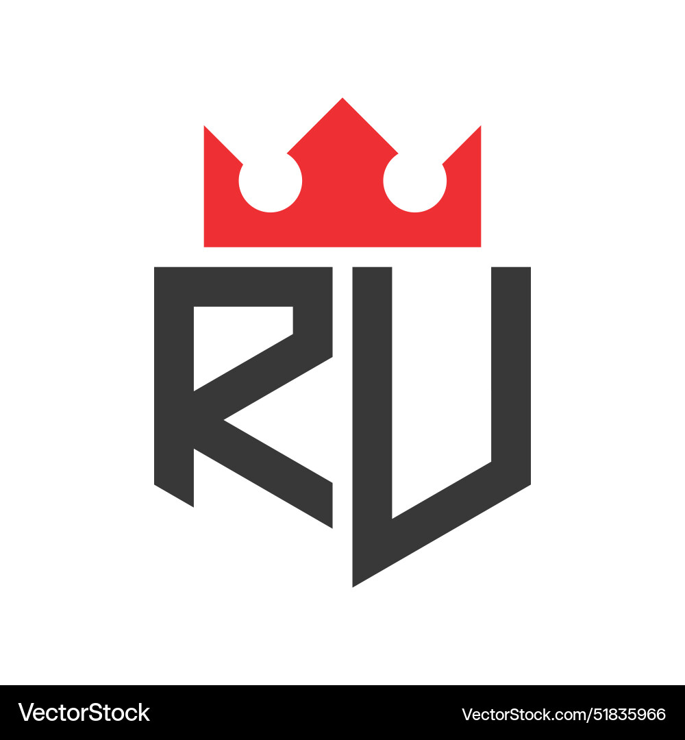 Letter ru crown logo Royalty Free Vector Image