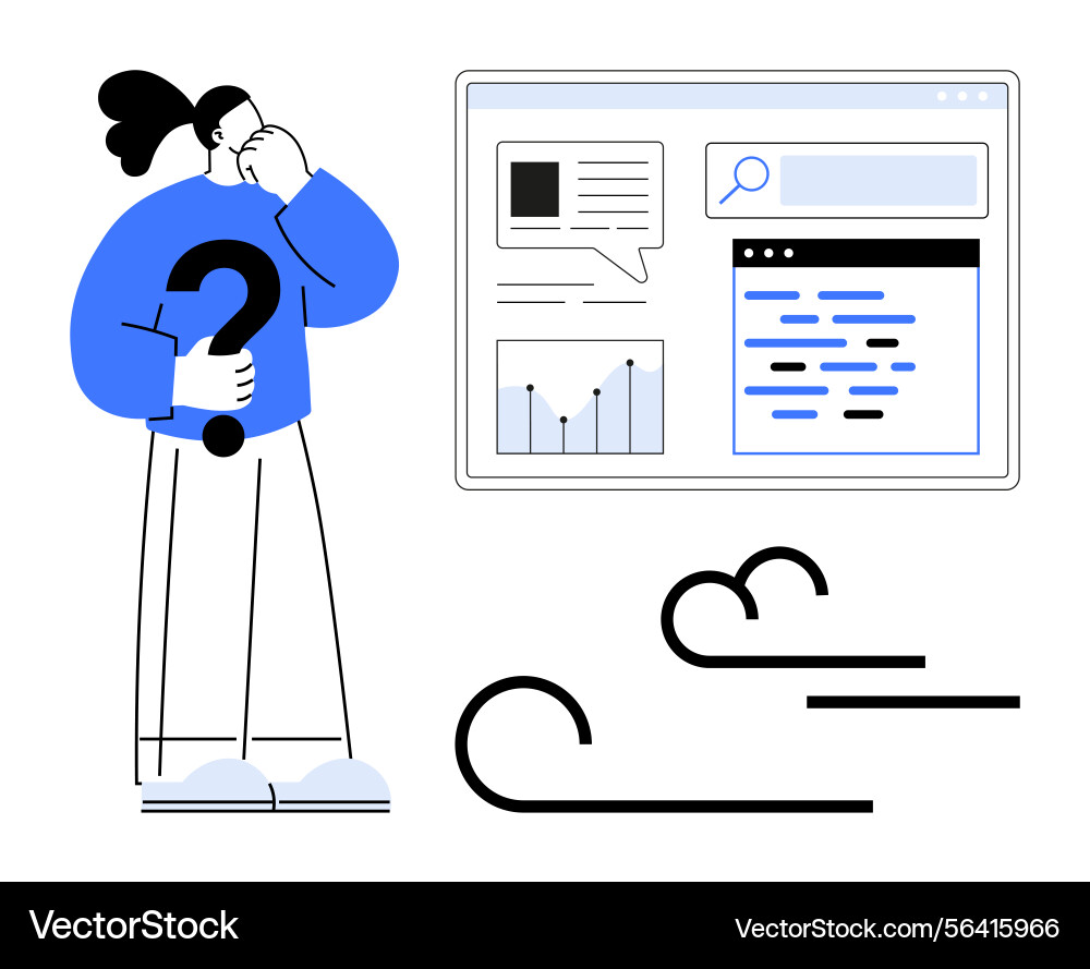User analyzing search results and data insights User analyzing search results and data insights vector image