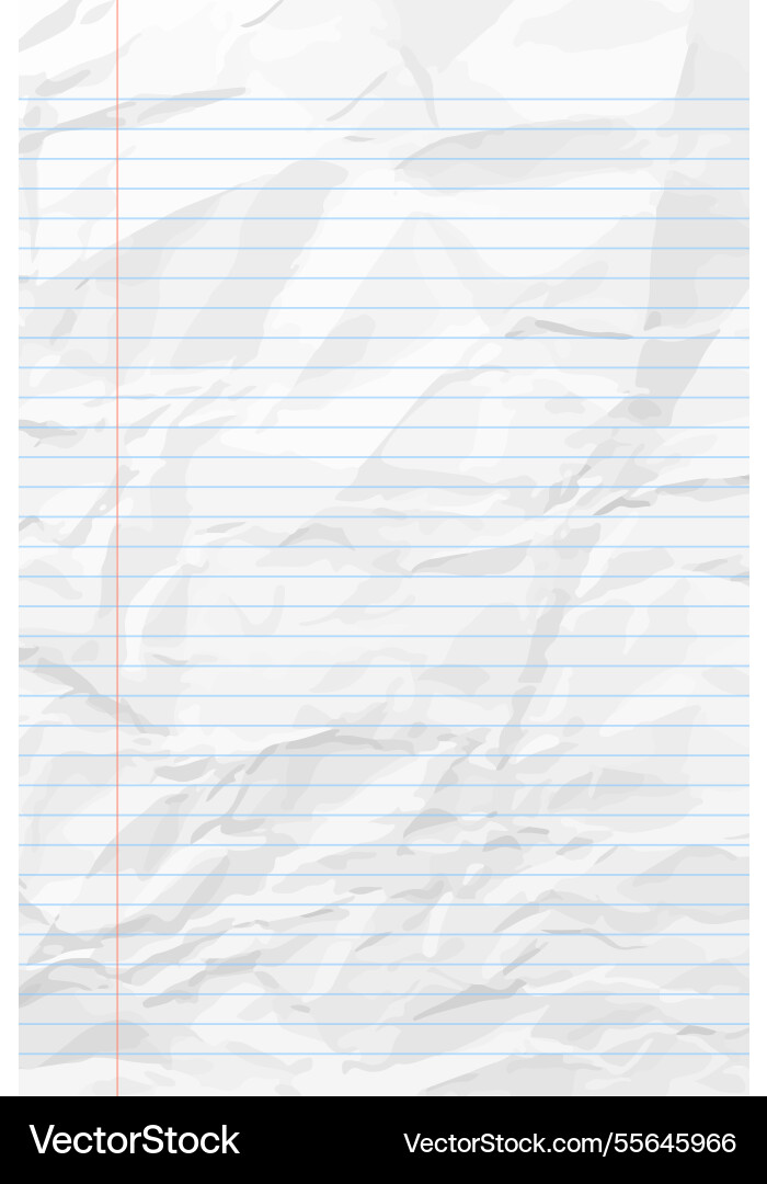 White clean crumpled notebook paper with lines White clean crumpled notebook paper with lines vector image