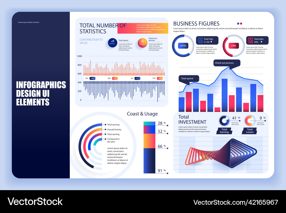 Bundle infographic elements data visualization vector image