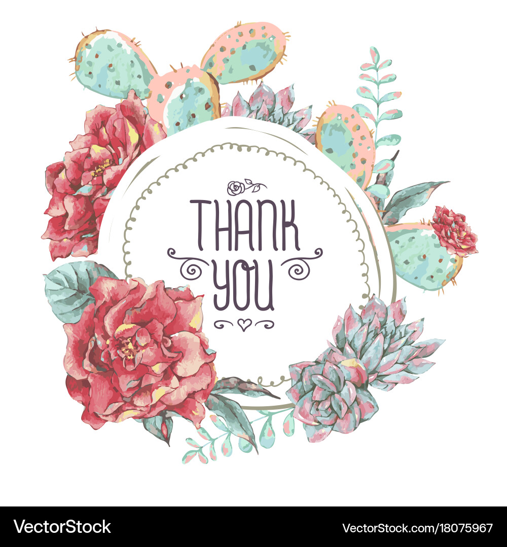 Desert Floral Thank You Card vector image
