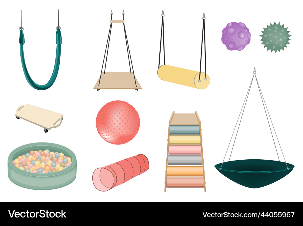 Equipment for kids playing and sensory rooms Equipment for kids playing and sensory rooms vector image