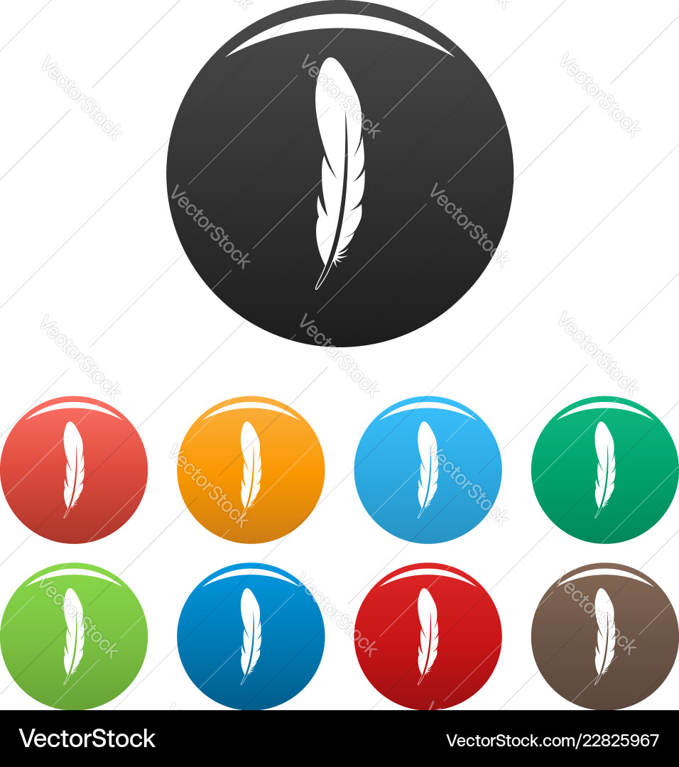 Ink feather icons set color Ink feather icons set color vector image