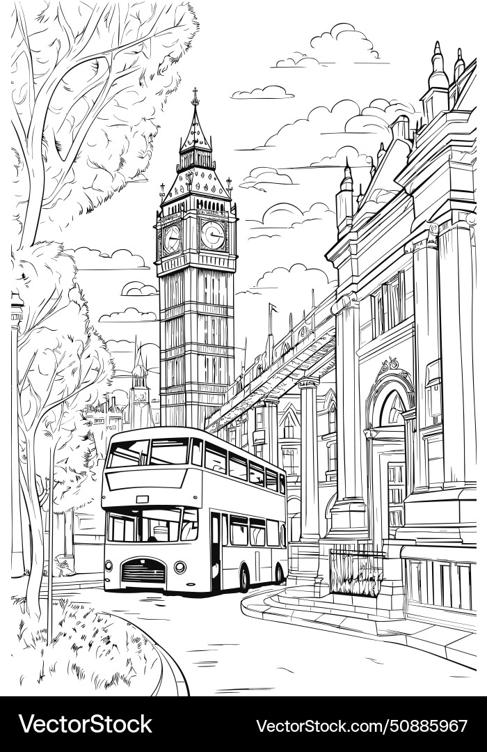 London coloring page vector image