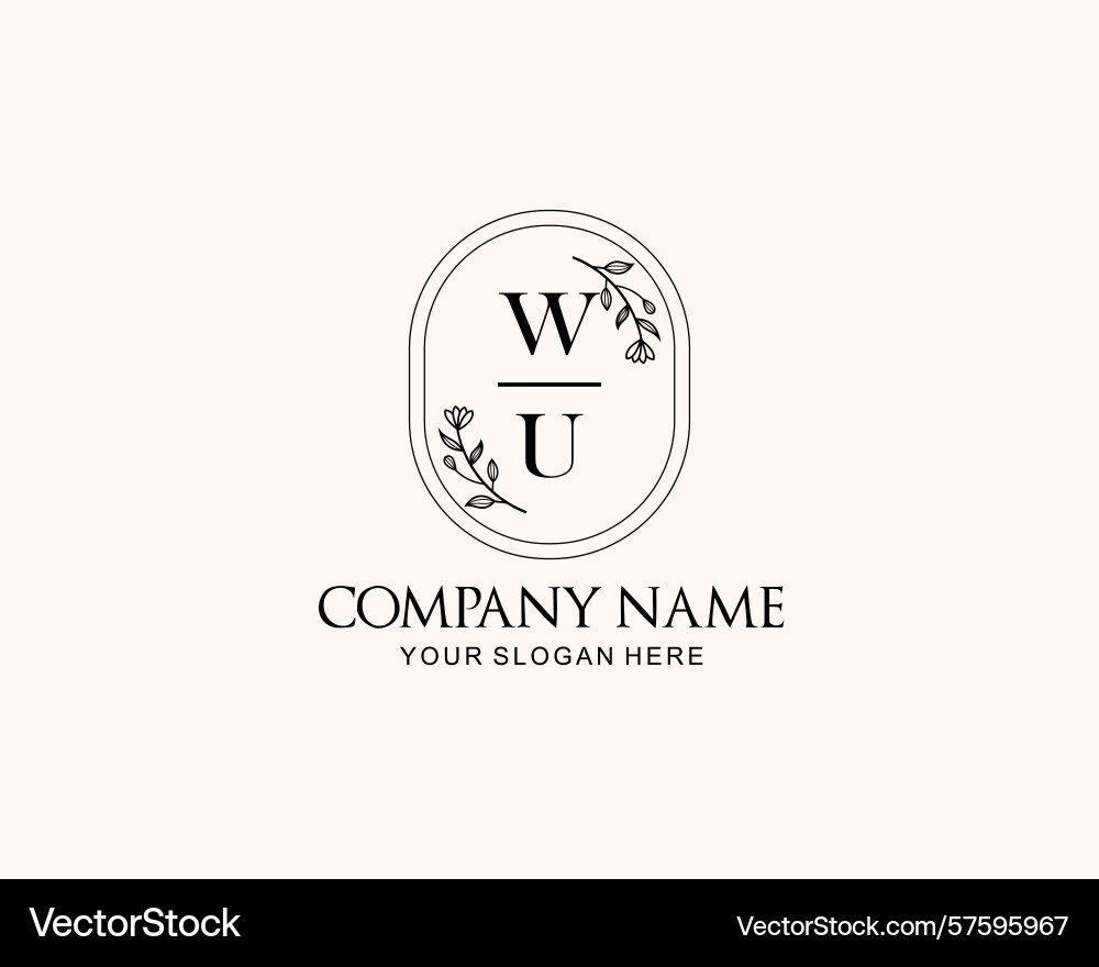 Minimalist wu monogram logos with botanical Vector Image