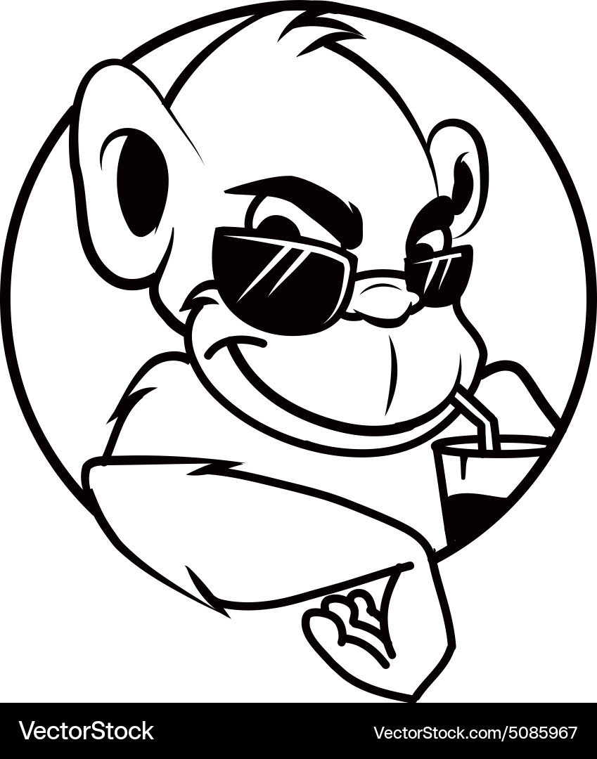 Monkey with a glass Royalty Free Vector Image - VectorStock