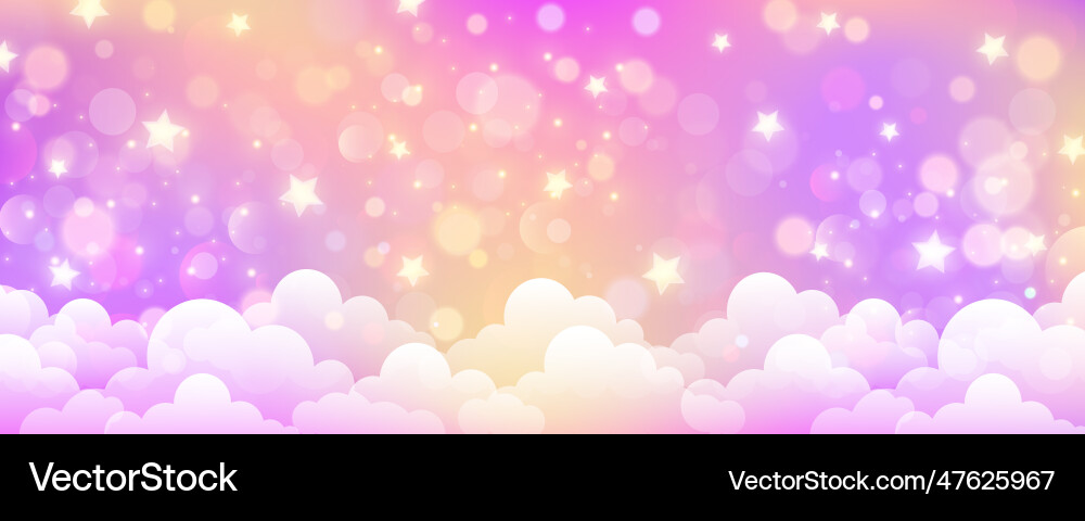 Pastel sky background with clouds and star vector image