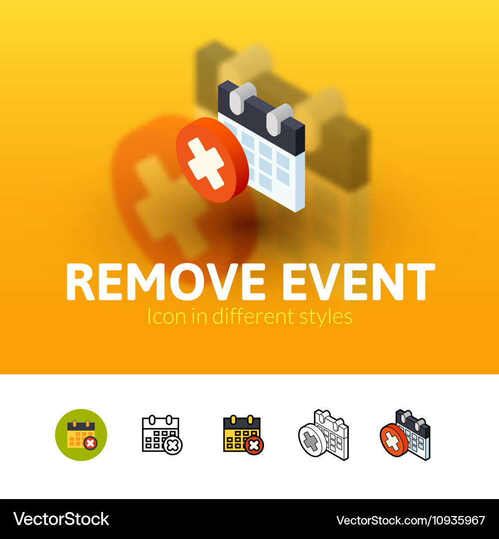 Remove event icon in different style Vector Image