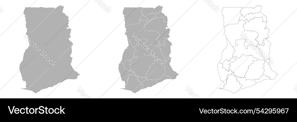 Set of ghana maps with main map and regional Vector Image