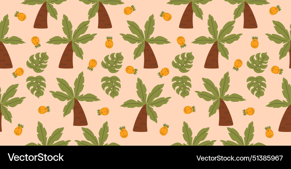 Summer pattern with palm trees and pineapples Vector Image