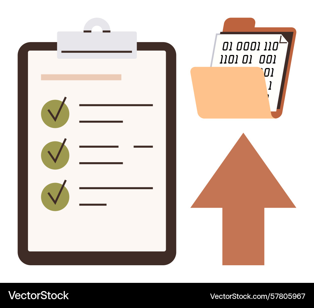 Task checklist binary file folder and upload vector image