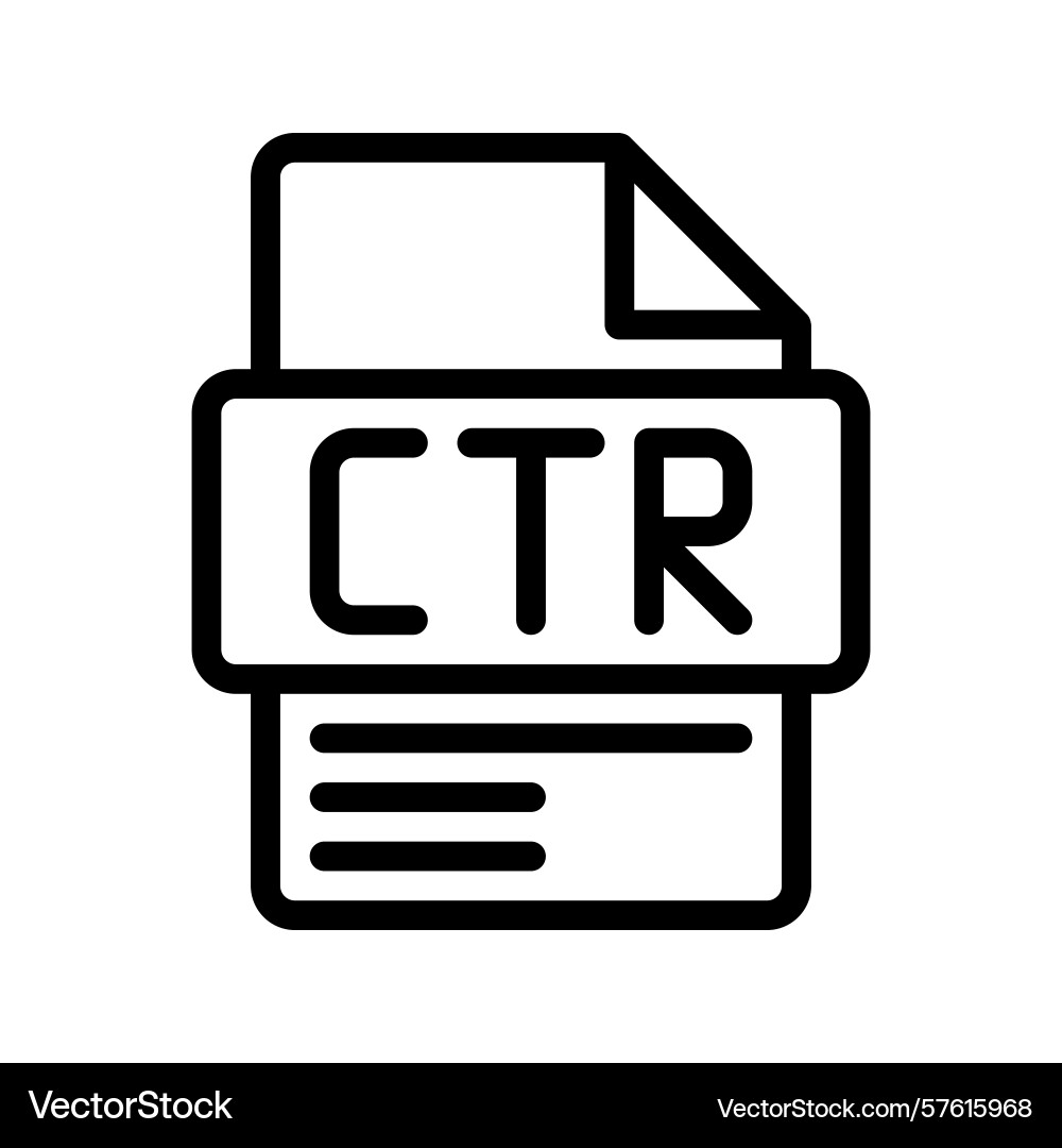 Ctr outline icon click through rate metric Ctr outline icon click through rate metric Vector Image