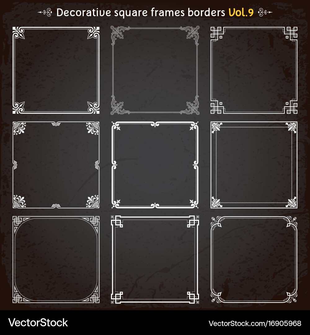 Elegant Square Frames & Borders Set Vector Image